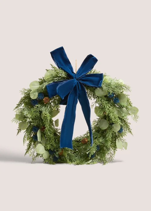 Navy Winter Berry Pre-Lit Christmas Wreath Image 1