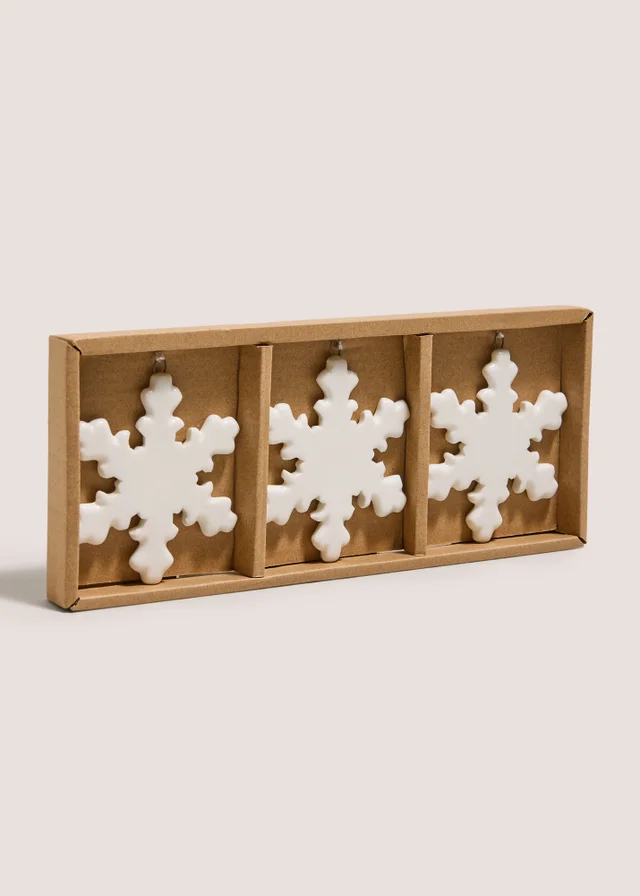3 Pack Ceramic Snowflake Decorations