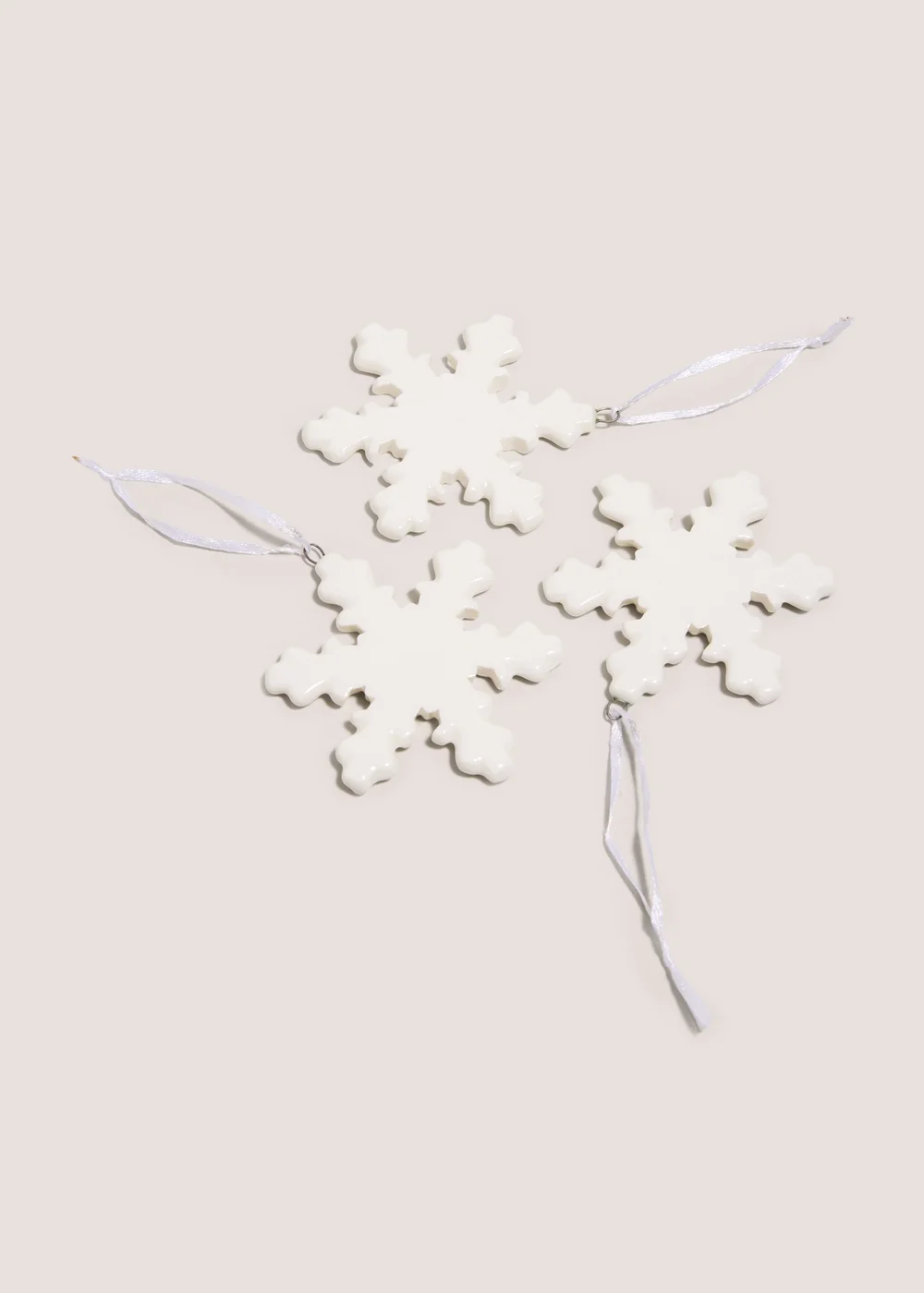 3 Pack Ceramic Snowflake Decorations Image 2