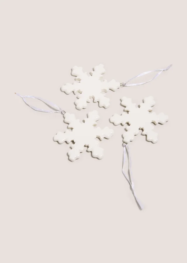3 Pack Ceramic Snowflake Decorations