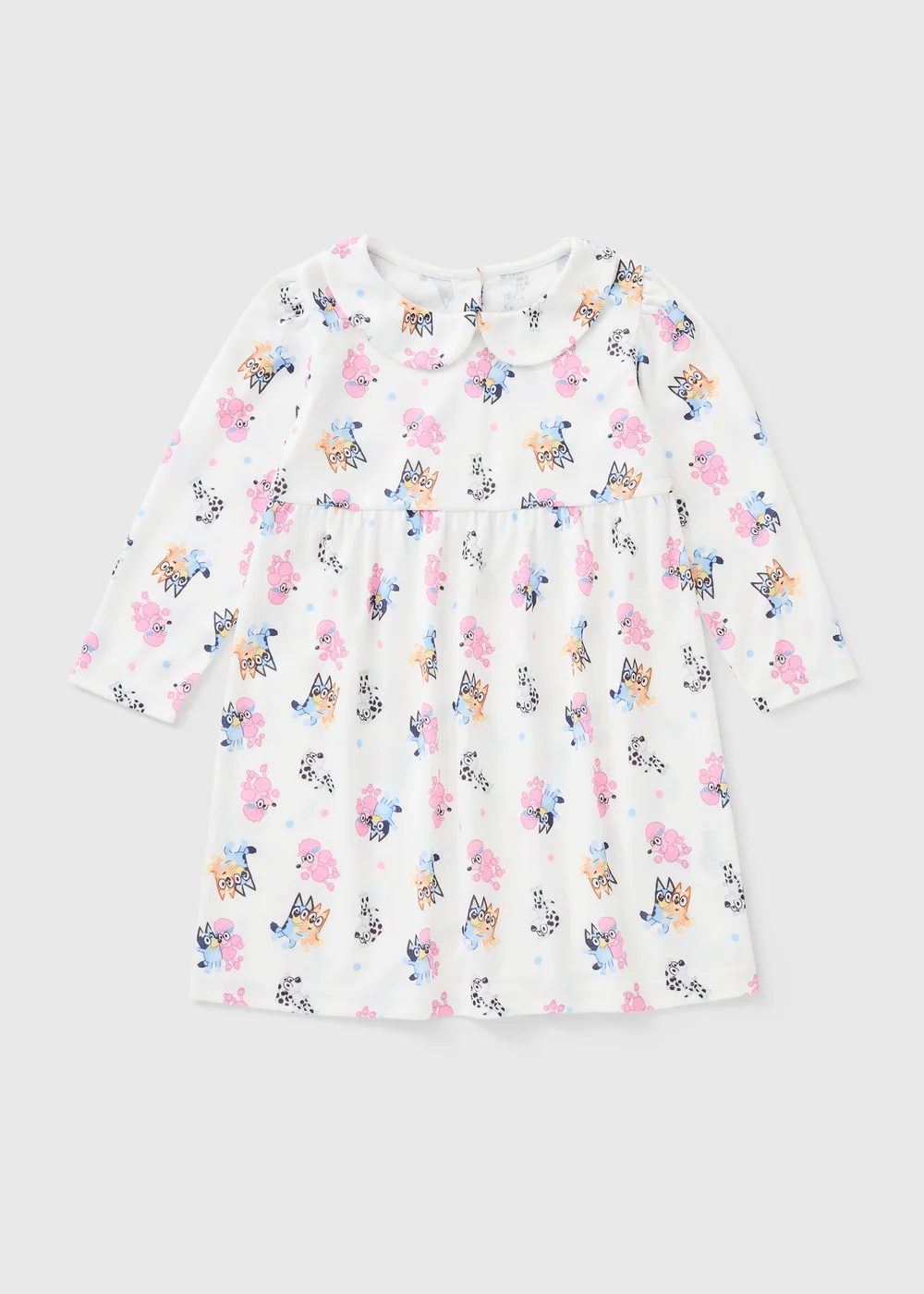 Bluey Girls Cream Patterned Peter Pan Collar Dress (1-7yrs) - 1-1.5 Yrs Image 1