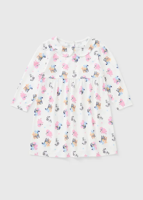 Bluey Girls Cream Patterned Peter Pan Collar Dress (1-7yrs) - 1-1.5 Yrs Image 1