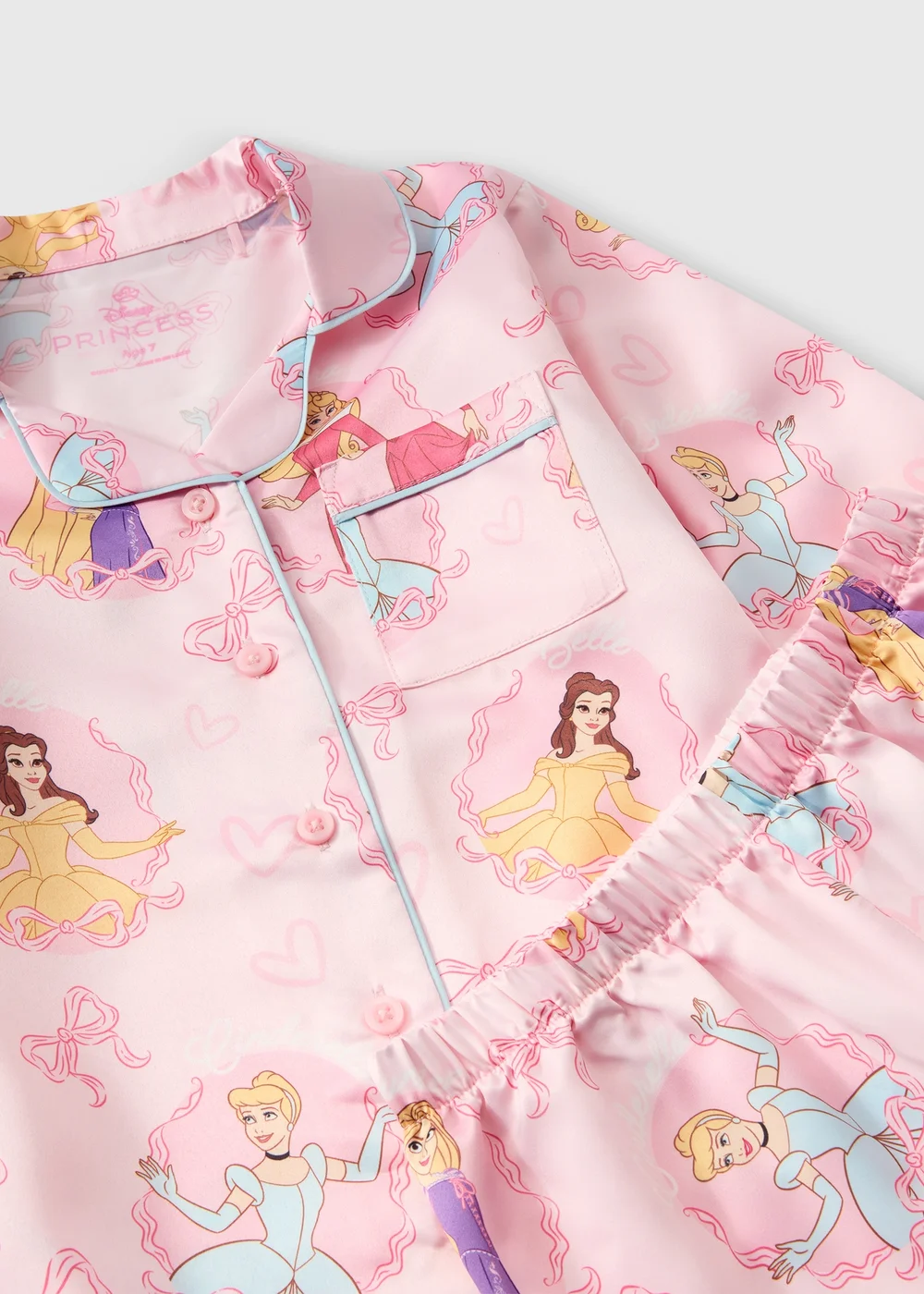 Disney Girls Pink Satin Princess Pyjama Set (3-9yrs) - 3 Yrs Image 2