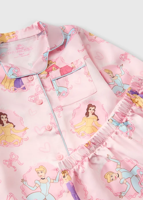 Disney Girls Pink Satin Princess Pyjama Set (3-9yrs) - 3 Yrs Image 2