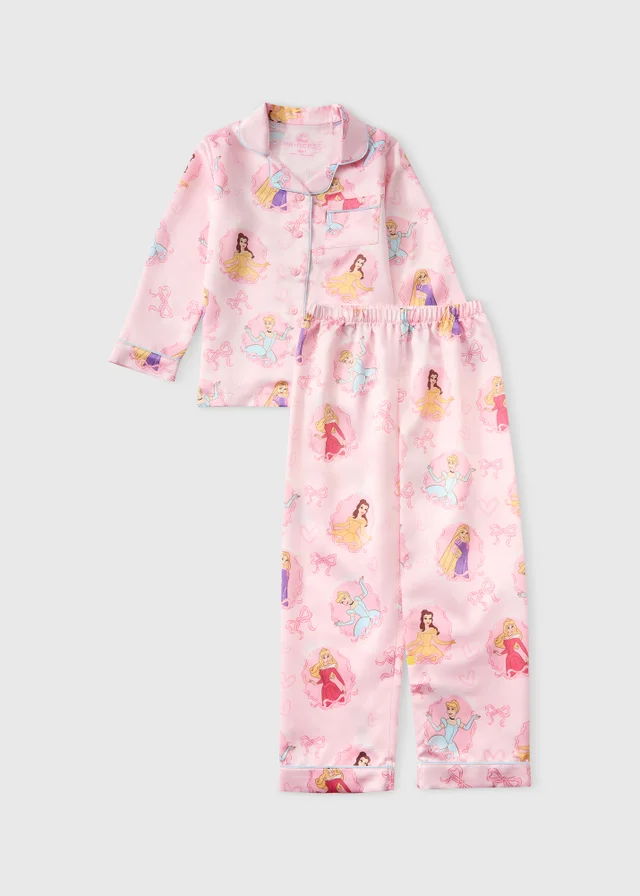Disney Girls Pink Satin Princess Pyjama Set (3-9yrs)