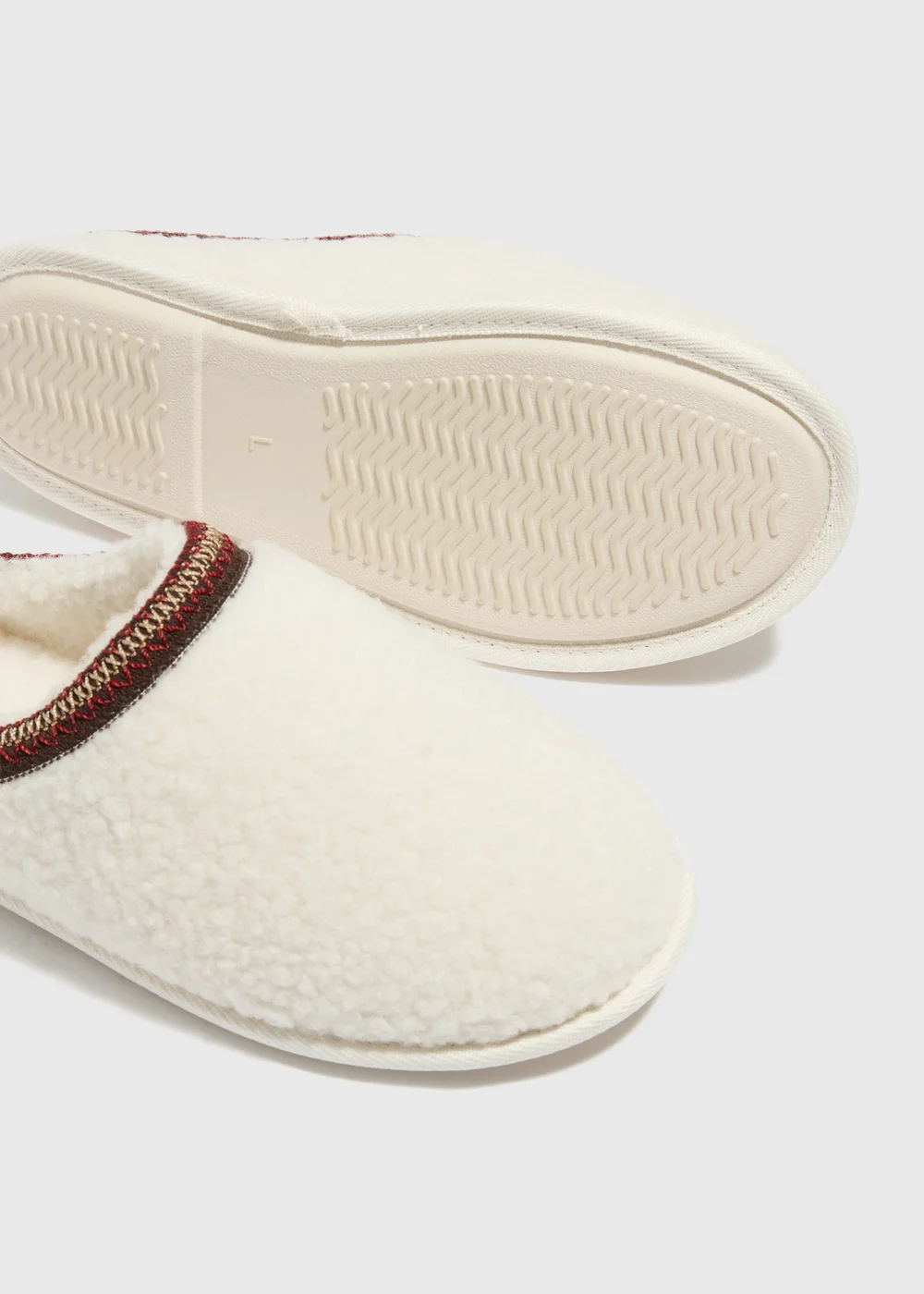 Cream Borg Mule Slippers - M Image 2