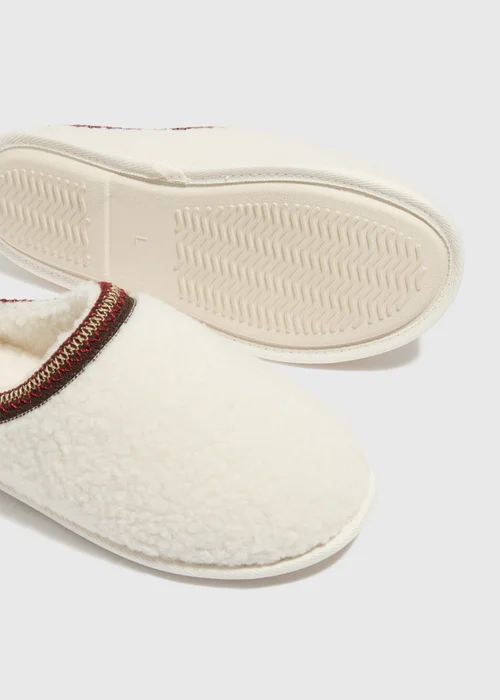 Cream Borg Mule Slippers - M Image 2