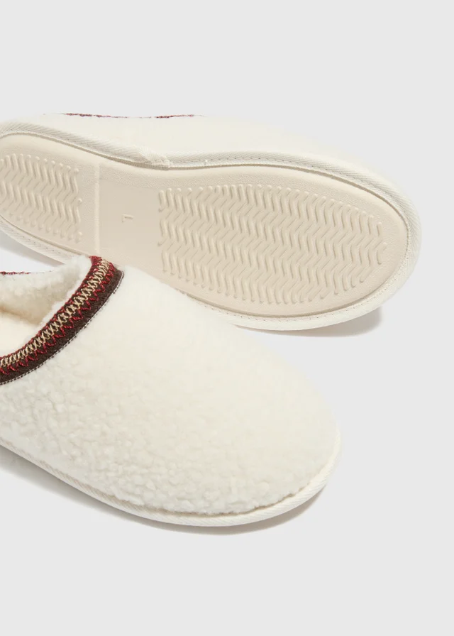 Cream Borg Mule Slippers