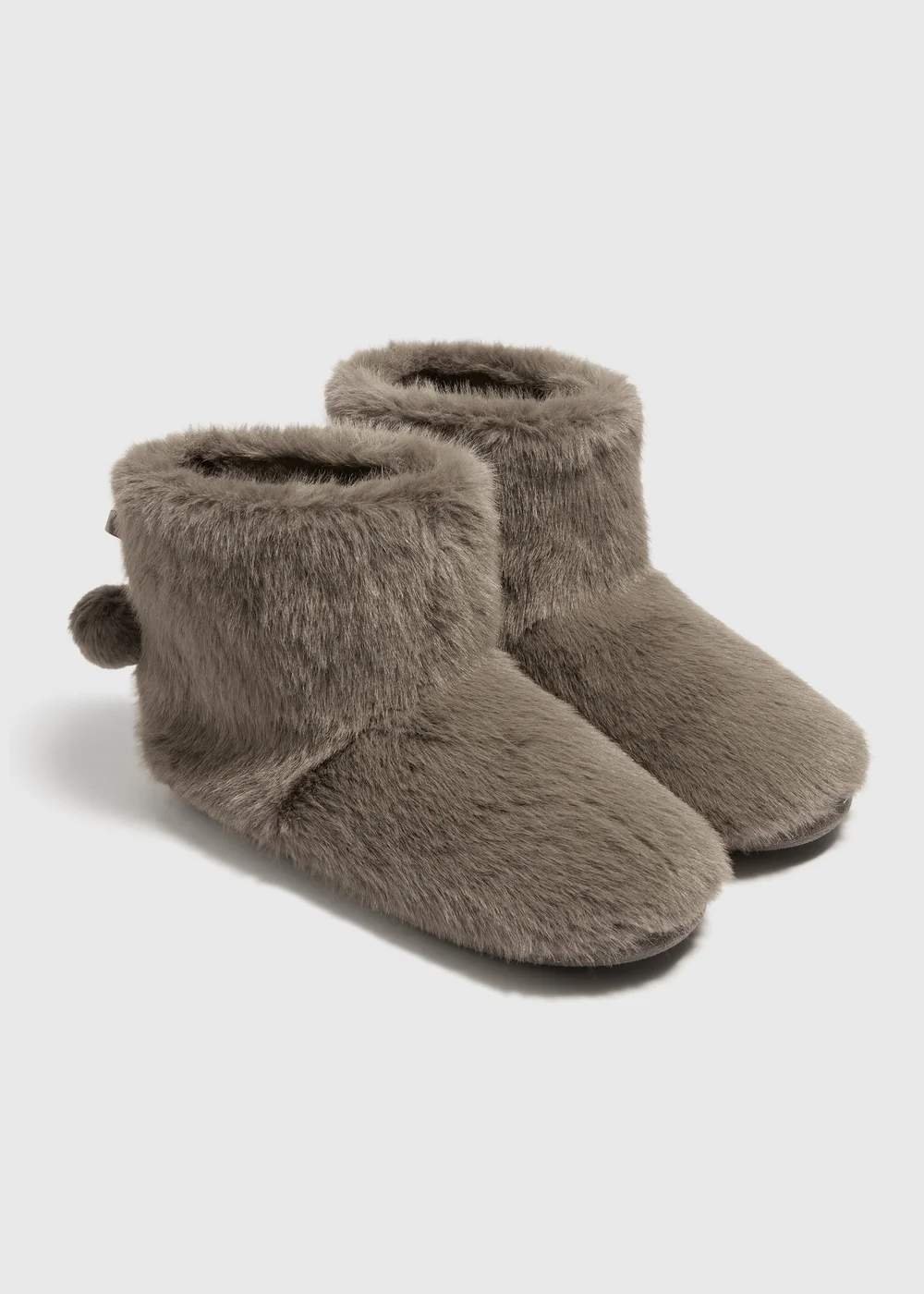 Grey Faux Fur Boot Slippers - S Image 1