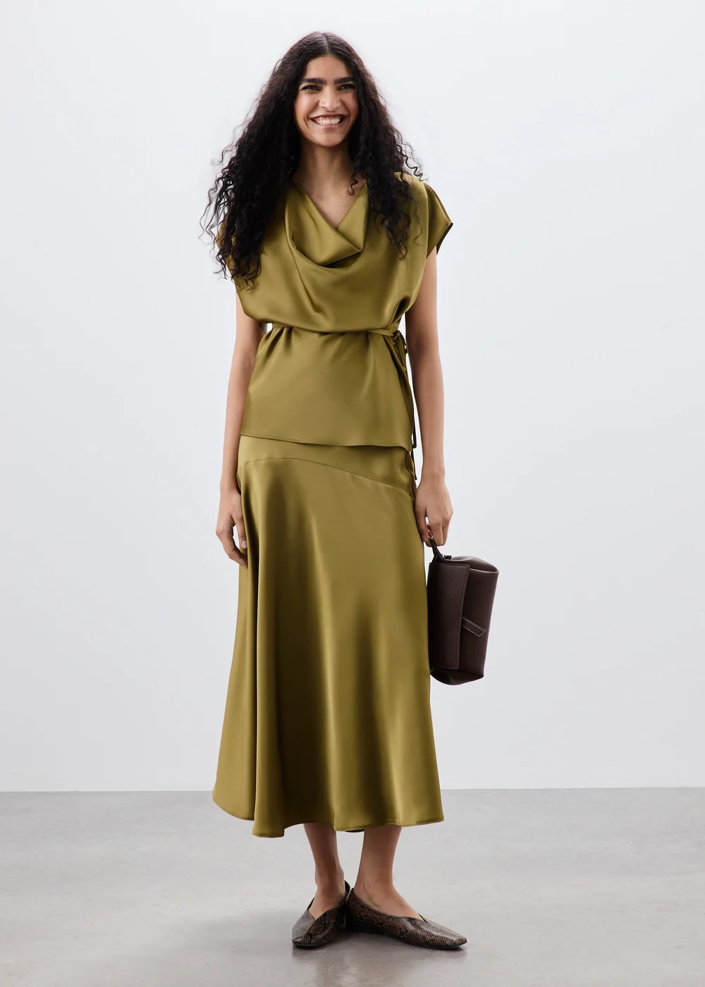 Lime Satin Midaxi Skirt - 8 Image 1