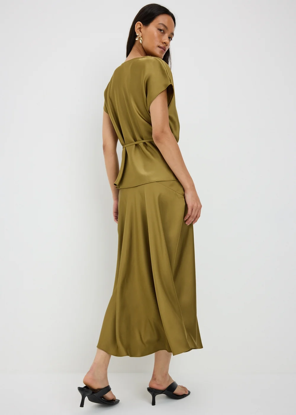 Lime Satin Midaxi Skirt - 8 Image 2