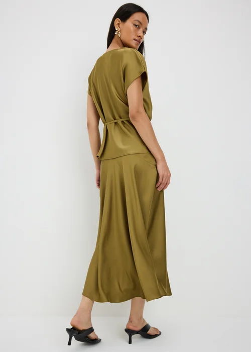 Lime Satin Midaxi Skirt - 8 Image 2