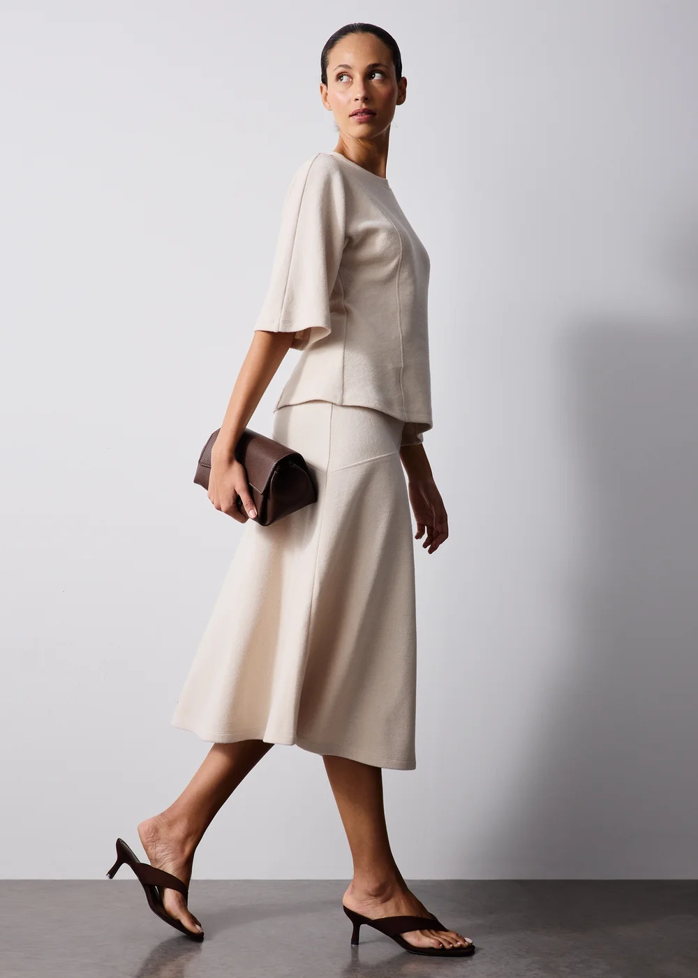 Oatmeal Cosy Midaxi Co Ord Skirt - 8 Image 1