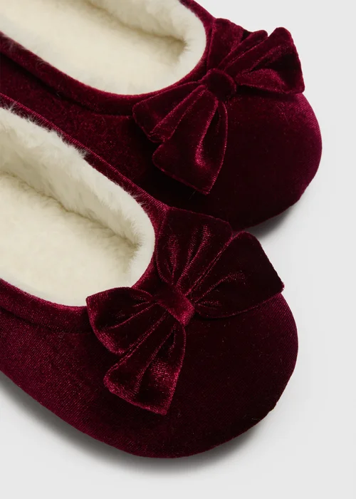 Burgundy Velvet Ballet Slippers - 8 Image 2