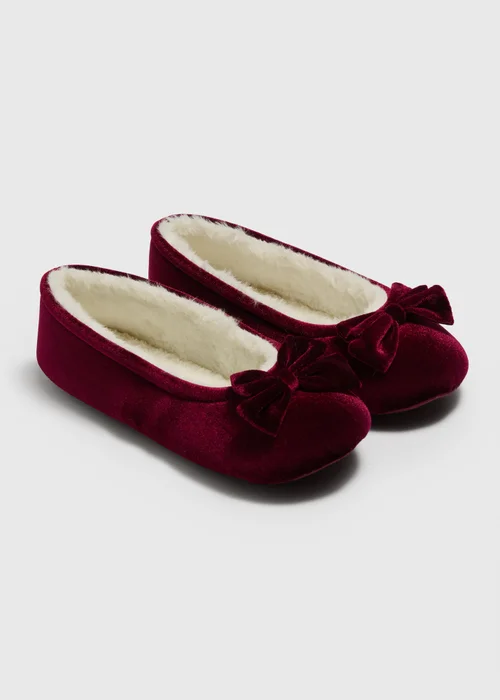 Burgundy Velvet Ballet Slippers - 8 Image 1