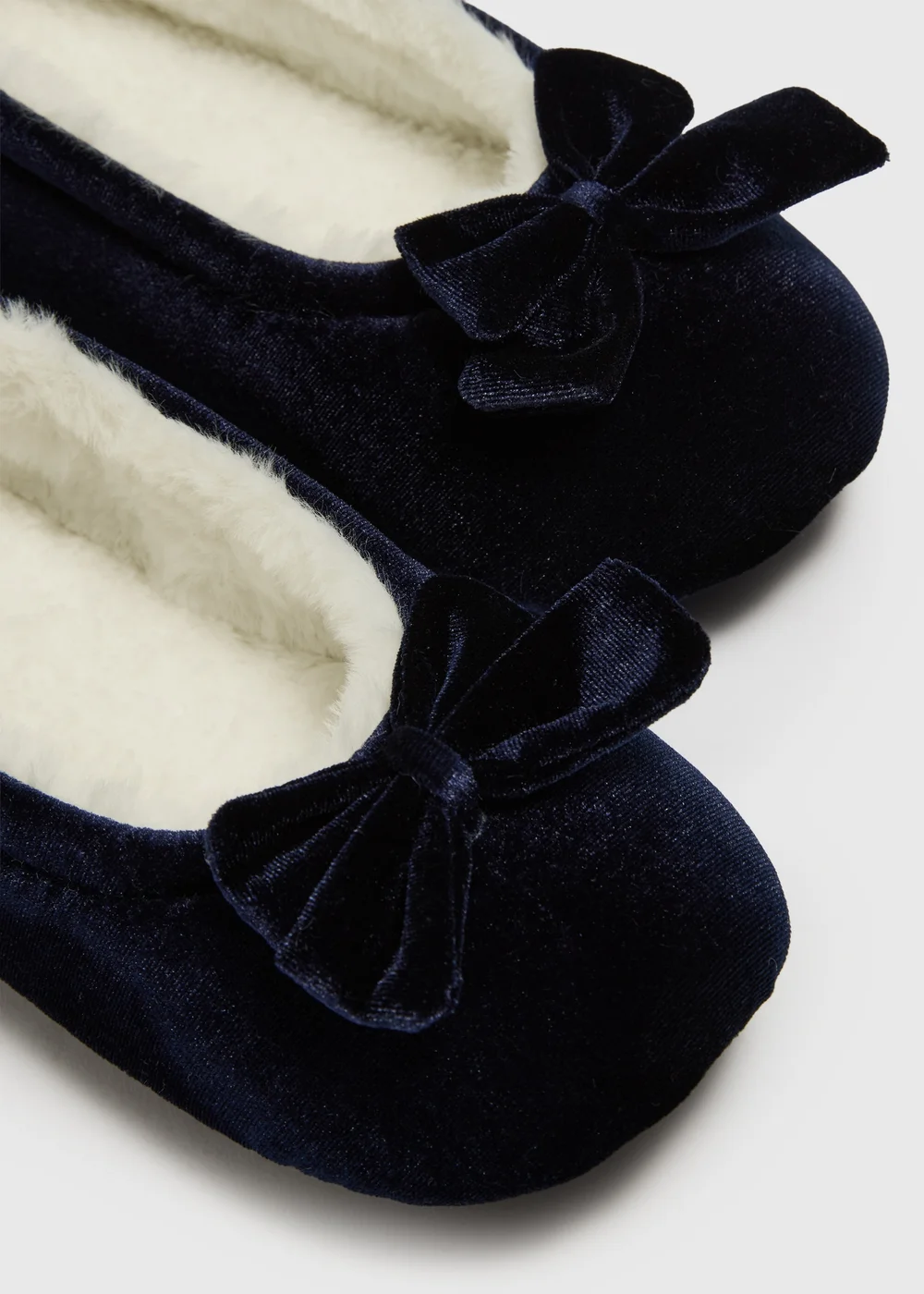 Navy Blue Velvet Ballet Slippers - 3 Image 2