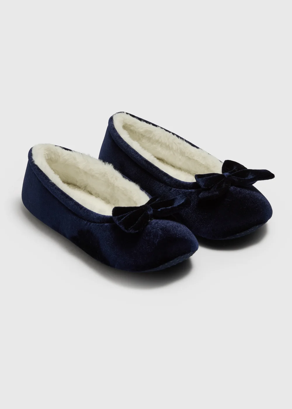 Navy Blue Velvet Ballet Slippers - 3 Image 1