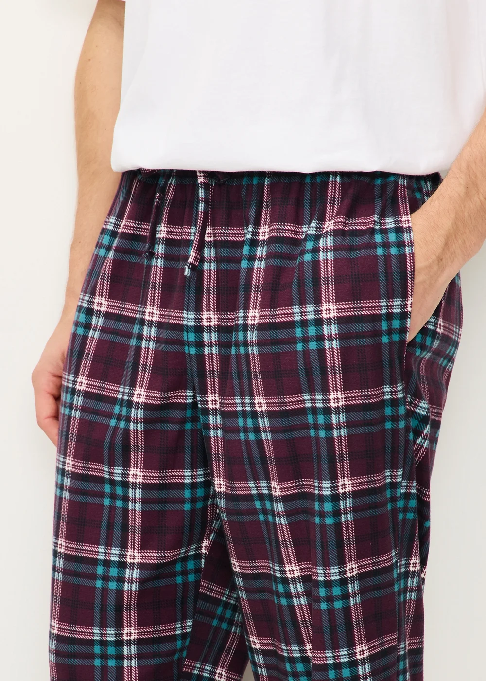 Burgundy Checked Pyjama Bottoms - XS Image 3
