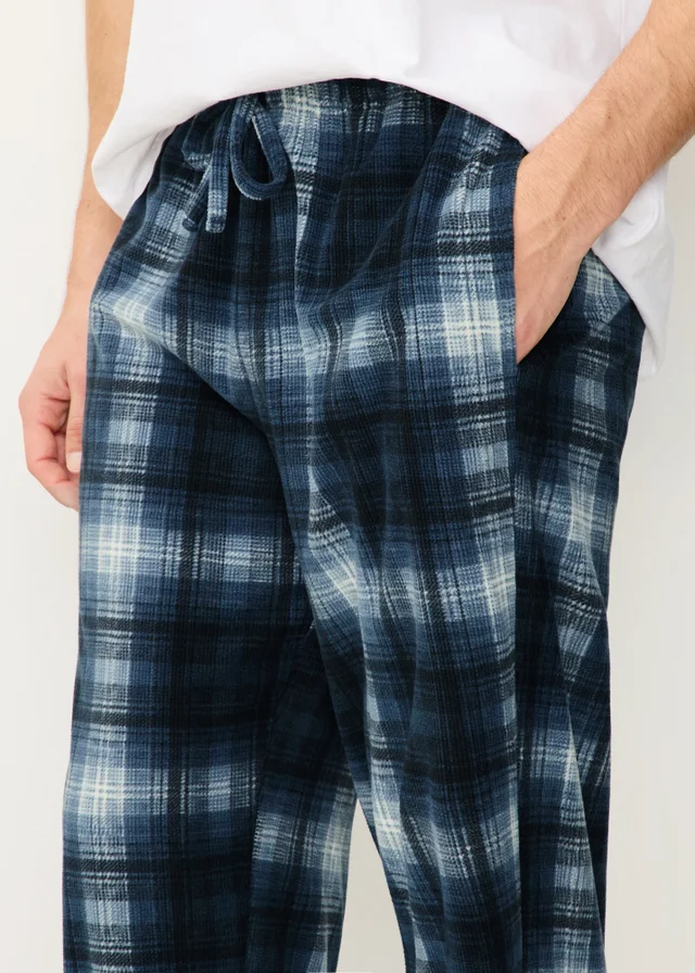 Navy Checked Waffle Pyjama Bottoms