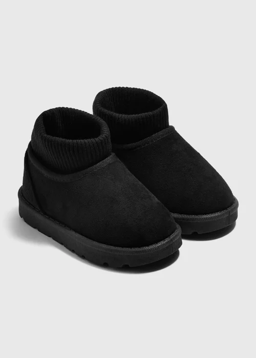 Boys Black Knit Top Snug Boots (Younger 4-12) - Size 4 Infants Image 1