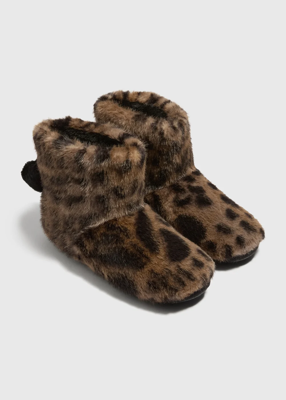 Animal Print Faux Fur Boot Slippers - S Image 1