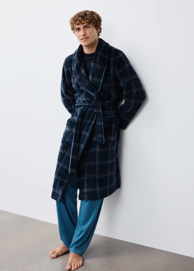 Navy Check Dressing Gown