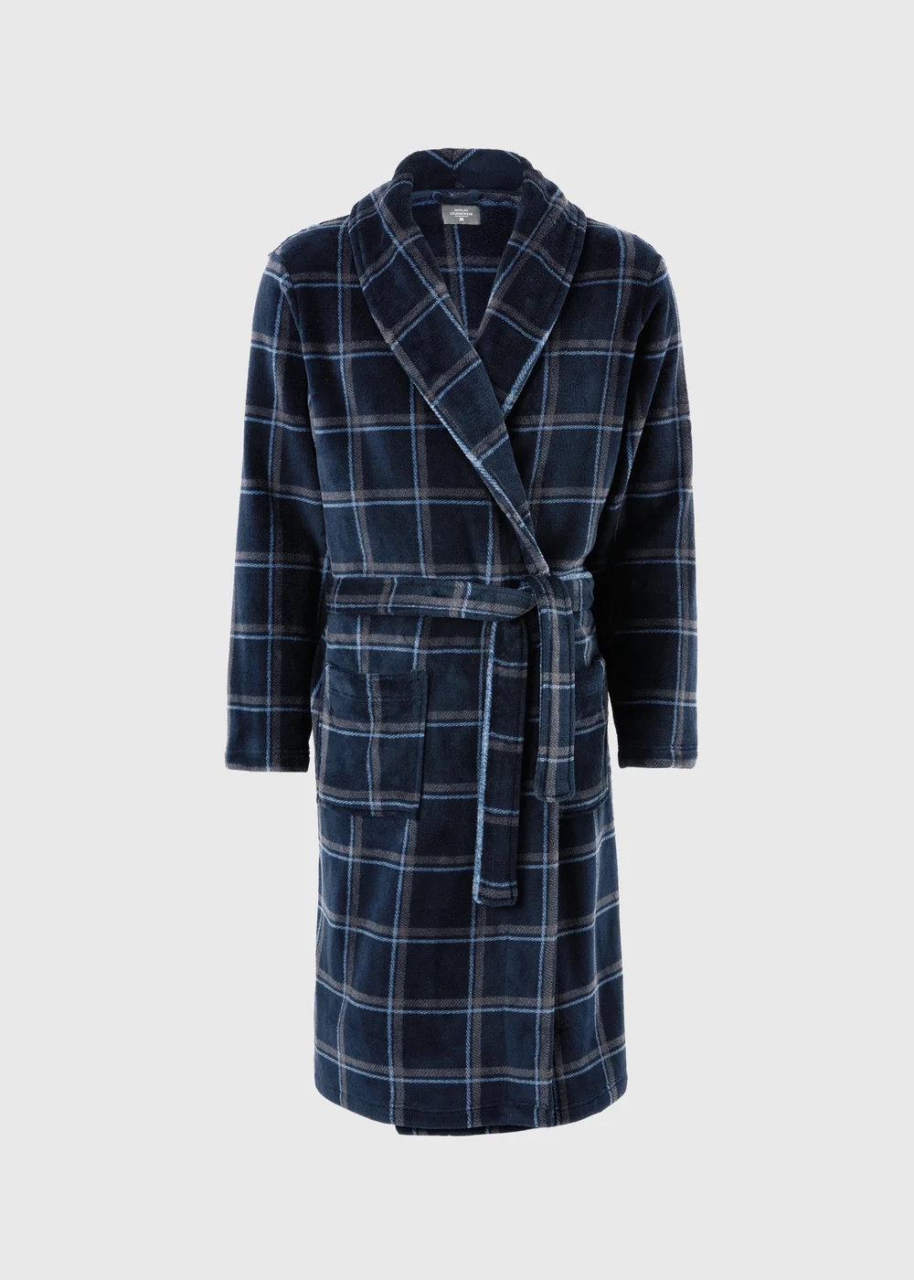 Navy Check Dressing Gown - S Image 3