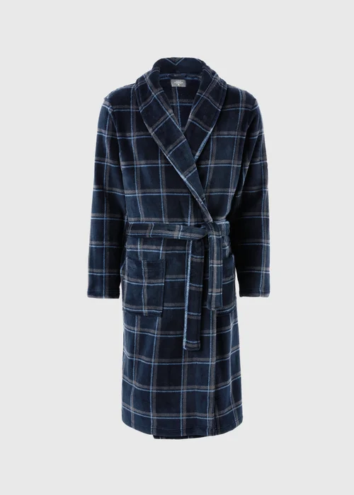 Navy Check Dressing Gown - S Image 3