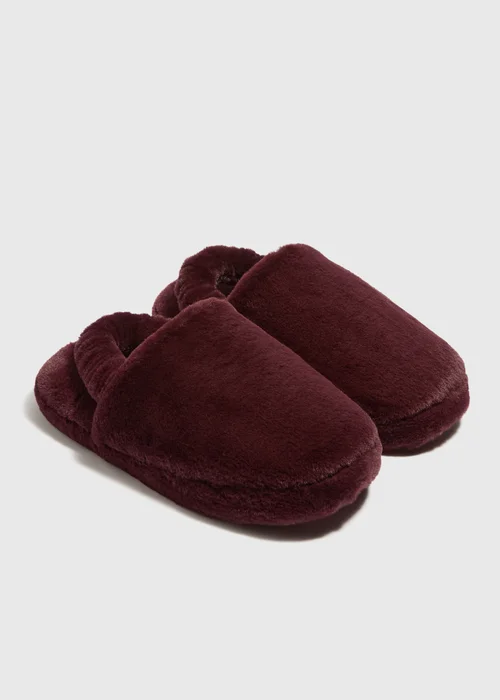 Burgundy Elasticated Mule Slippers - S Image 1