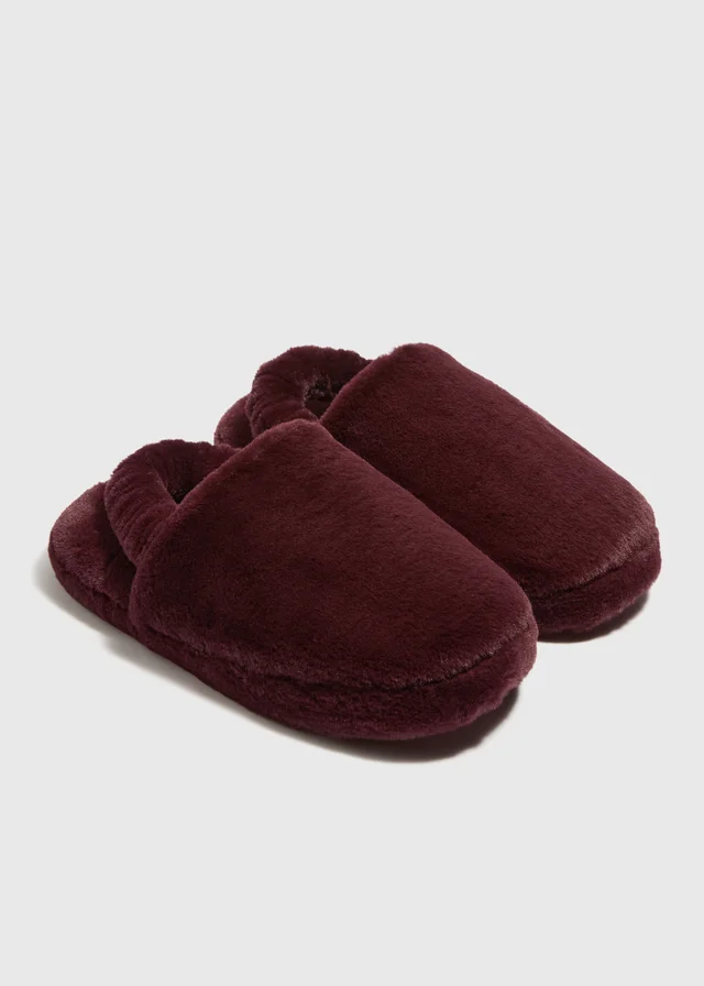 Burgundy Elasticated Mule Slippers