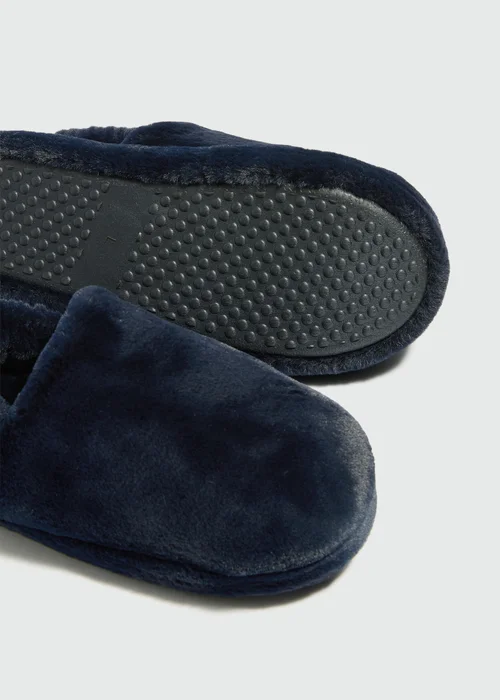 Navy Elasticated Mule Slippers - S Image 2