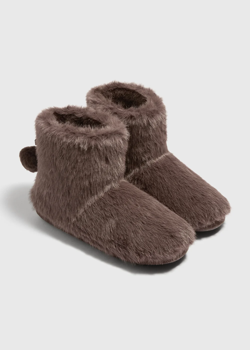 Chocolate Brown Fur Pom Pom Slippers - S Image 1