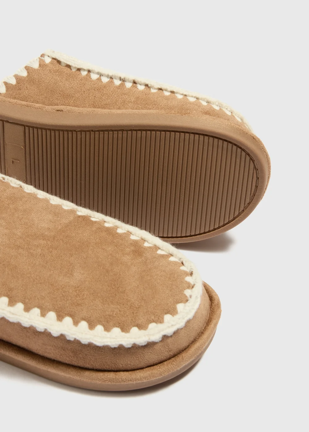 Tan Blanket Stitch Mule Slippers - S Image 2