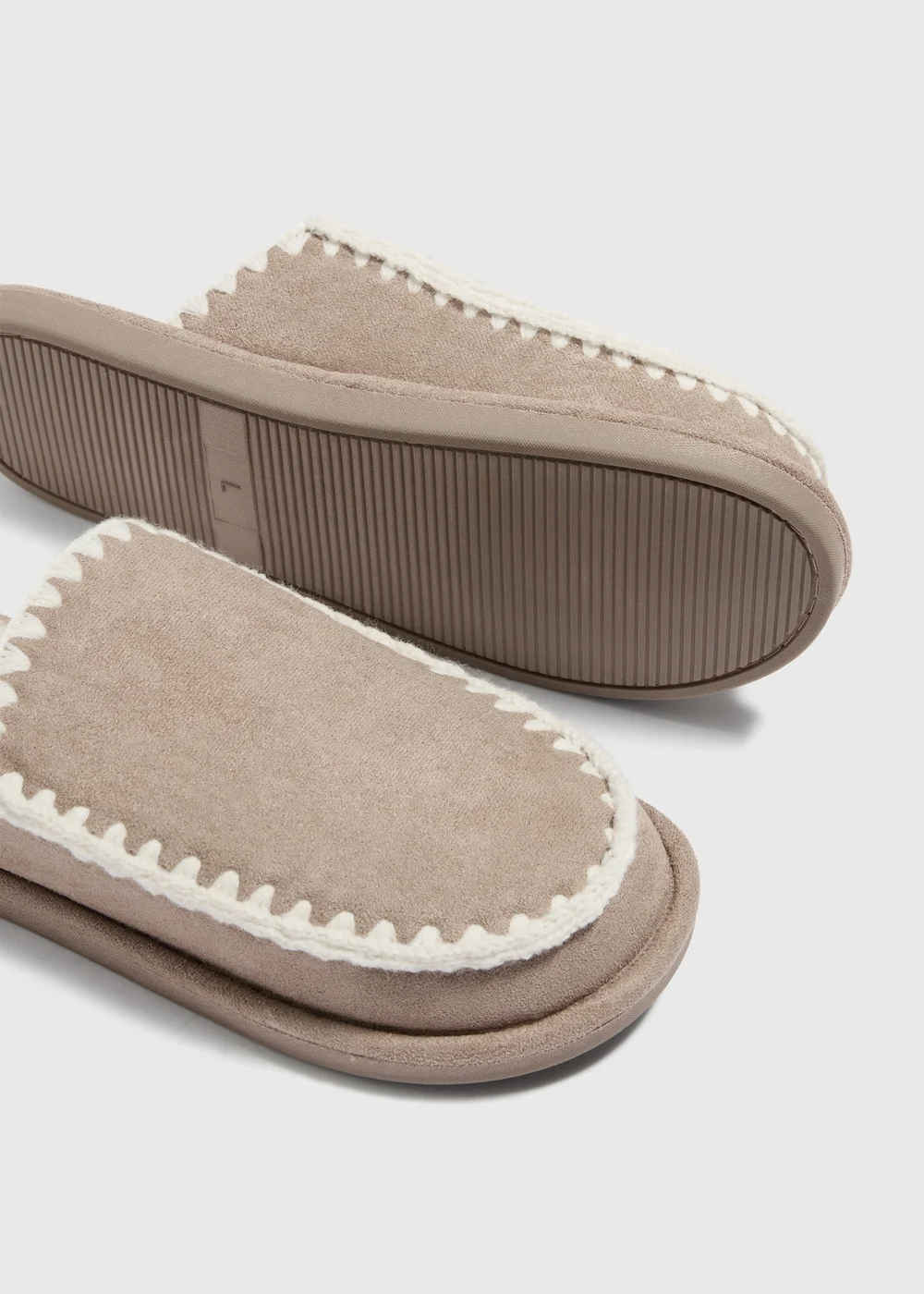 Grey Blanket Stitch Mule Slippers - S Image 2