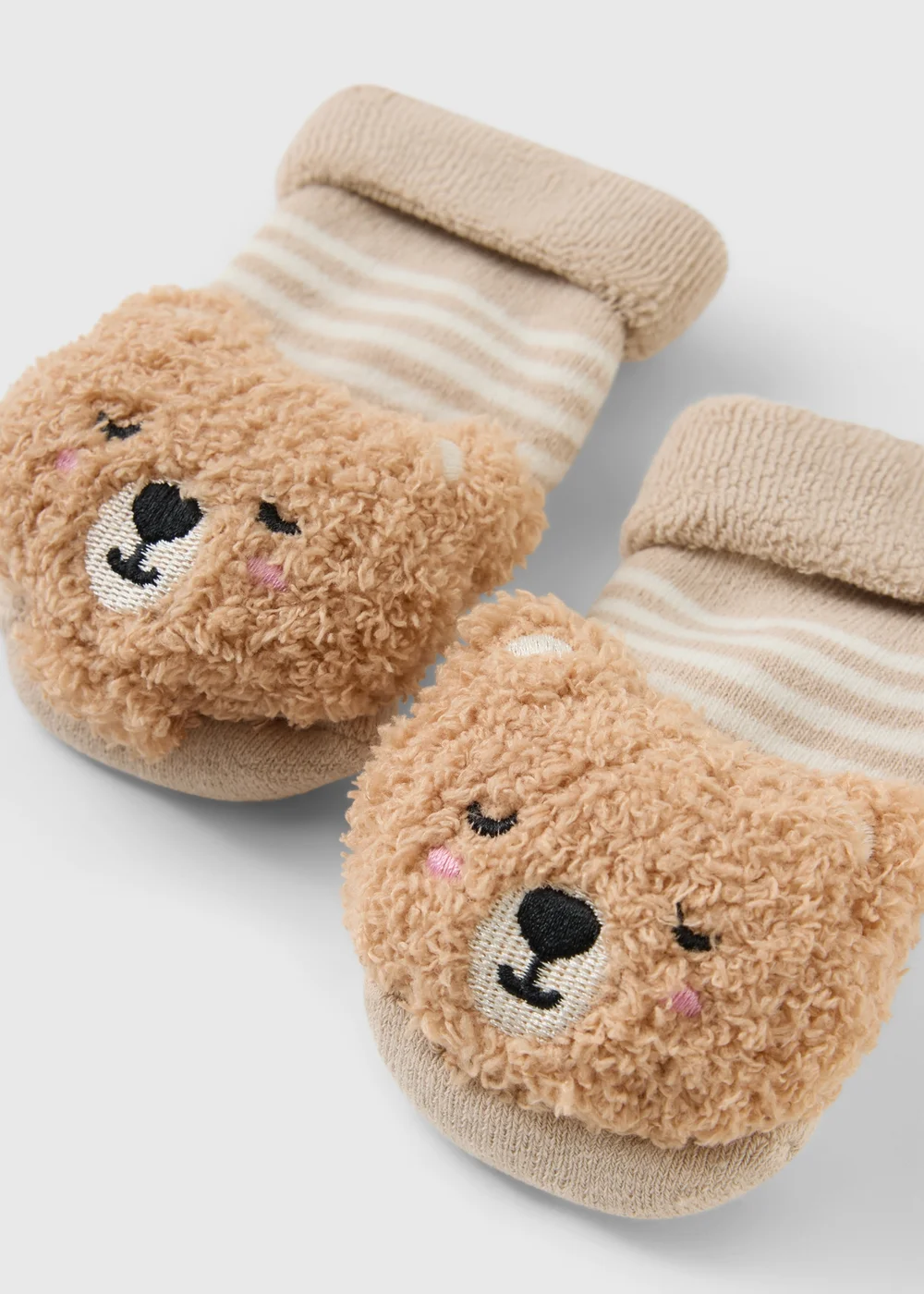 Baby Brown Bear Fluffy Sock (Newborn-6 Months) - Up to 1 Month Image 2