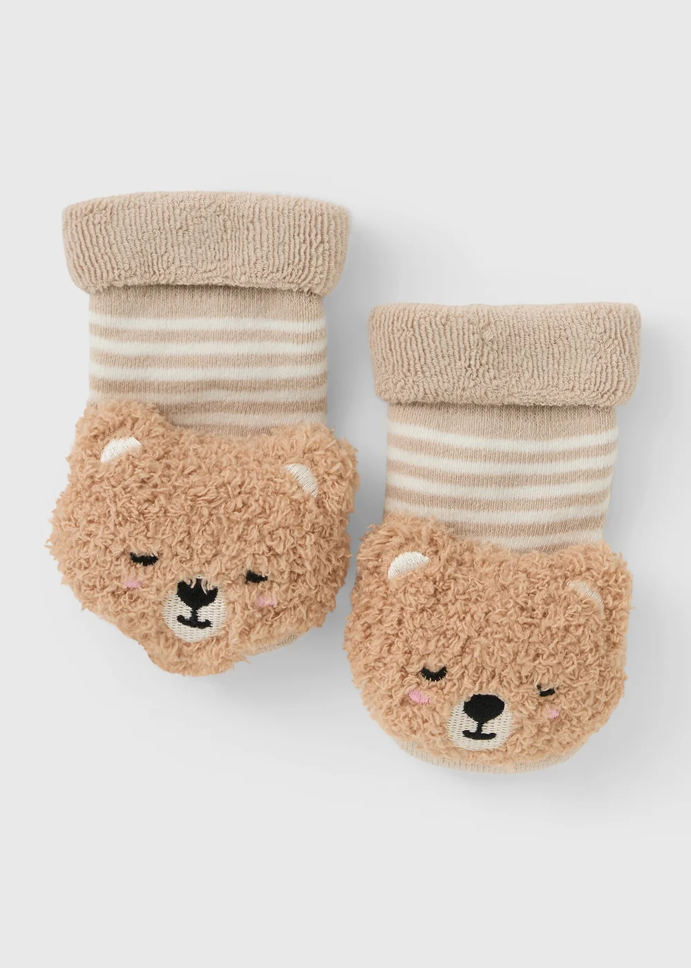 Baby Brown Bear Fluffy Sock (Newborn-6 Months) - Up to 1 Month Image 1