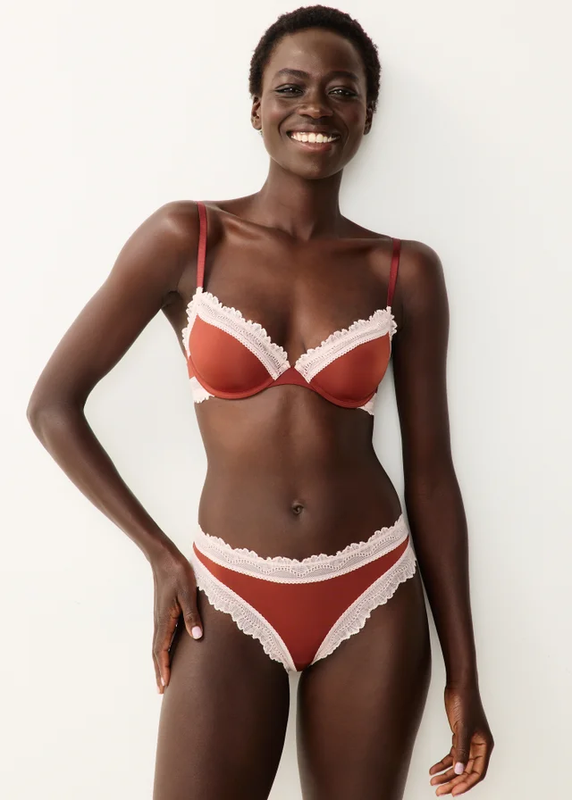 Burgundy/Pink Lace Trim Bra