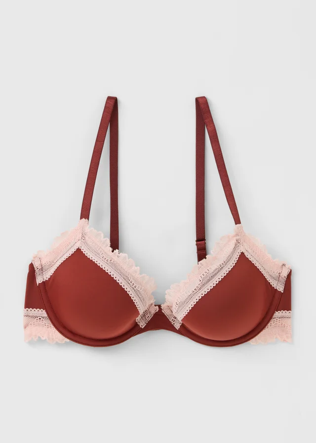 Burgundy/Pink Lace Trim Bra