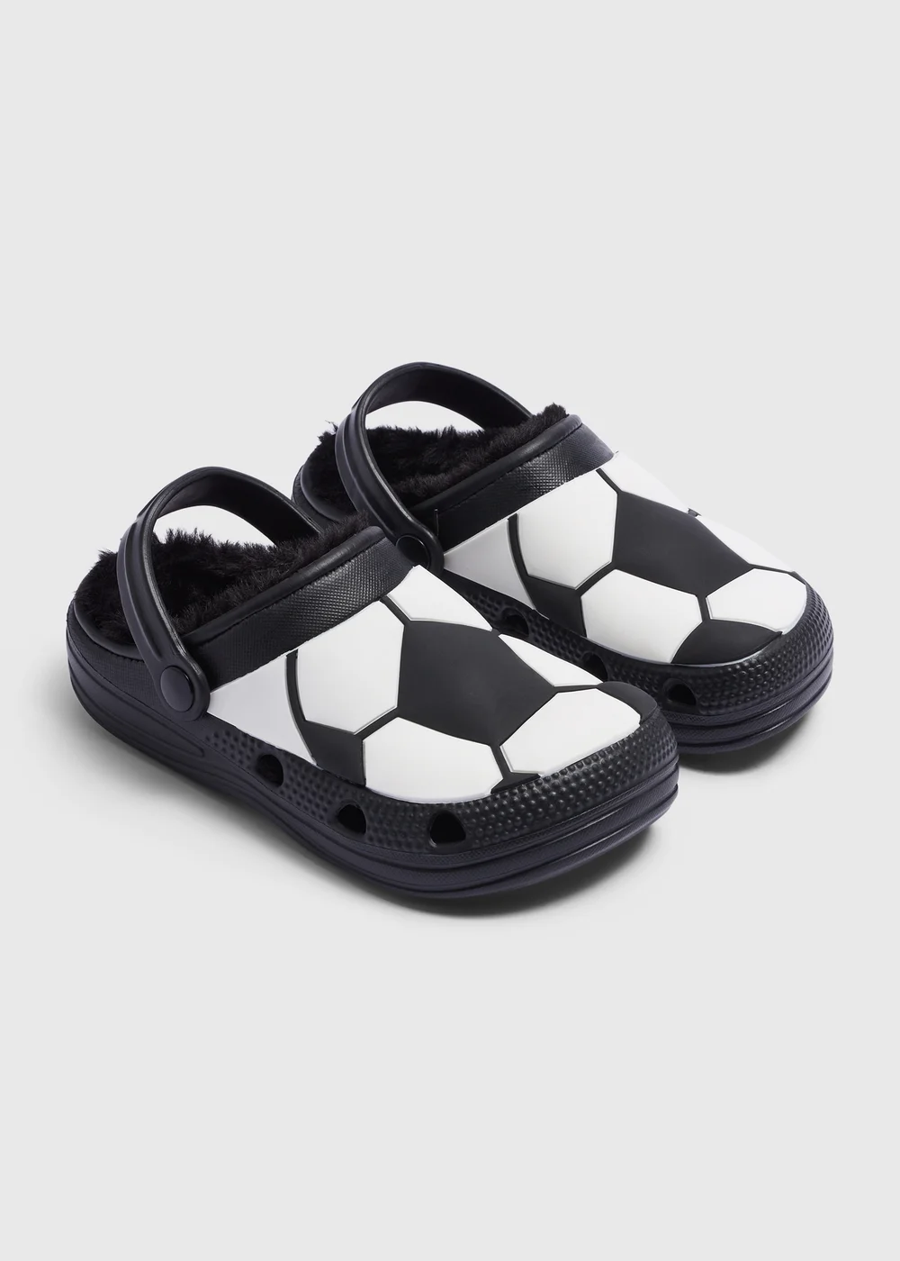 Boys Black Football Pattern Clogs (Younger 4/5 - Older 12/13) - 4-5 Infants Image 1