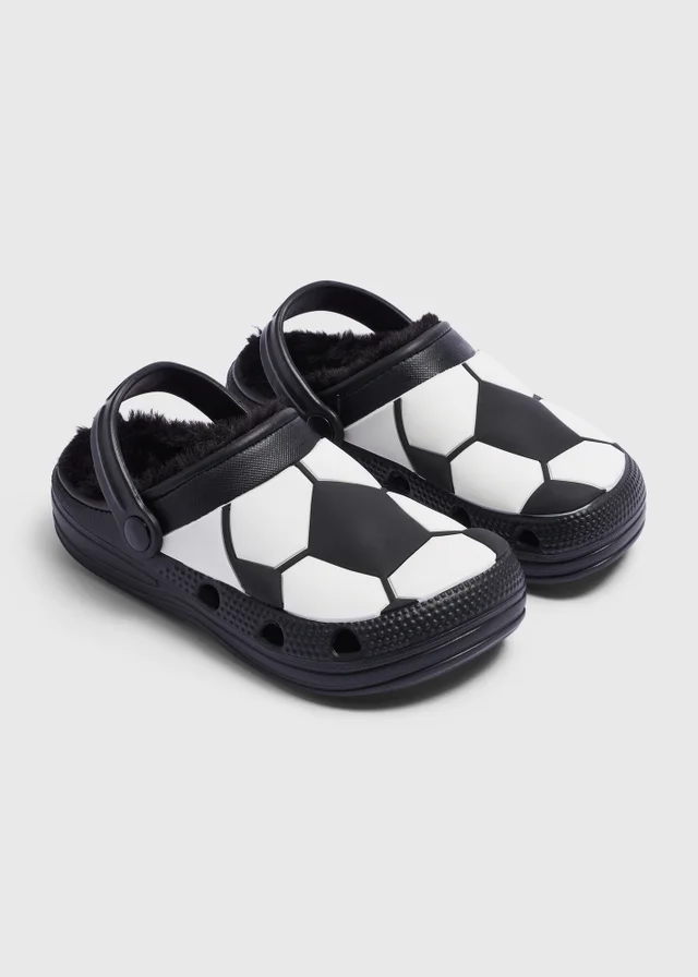 Boys Black Football Pattern Clogs (Younger 4/5 - Older 12/13)