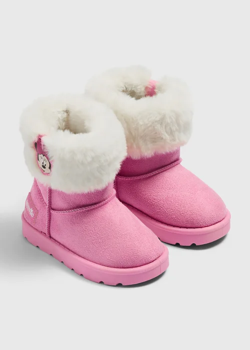 Girls Pink Minnie Mouse Snug Boots (Younger 4-12) - 4 Infants Image 1