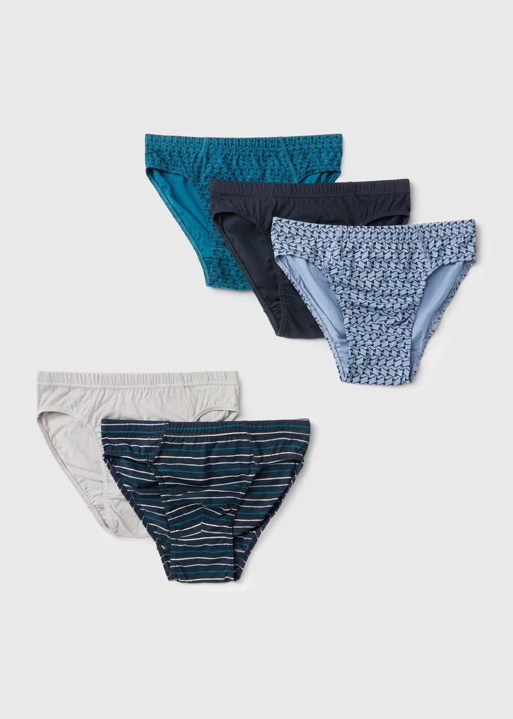 5 Pack Navy Geometric Briefs - S Image 1