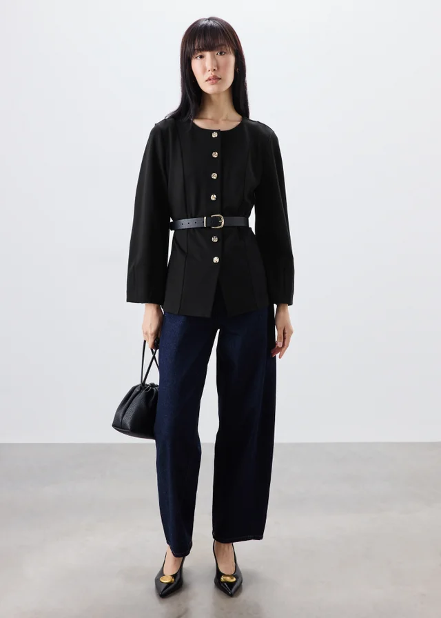 Black Fit & Flare Co Ord Jacket