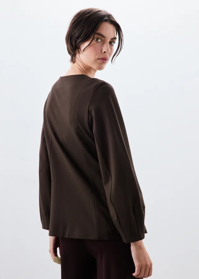 Brown Ponte Fit & Flare Co Ord Jacket