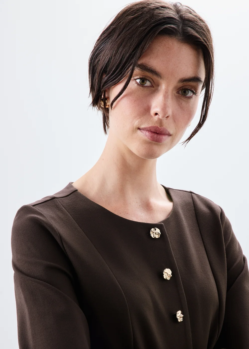 Brown Ponte Fit & Flare Co Ord Jacket - 8 Image 3