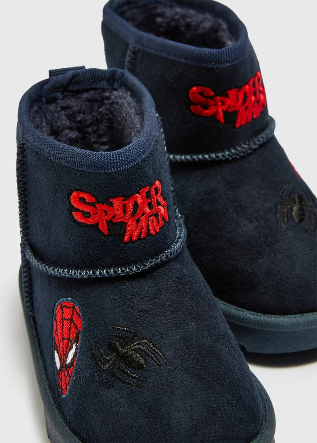 Boys Navy Spiderman Snug Boot (Younger 4-12)