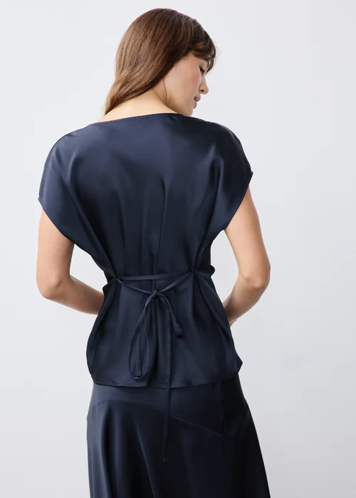 Navy Satin Drape Co-Ord Top - 8 Image 2