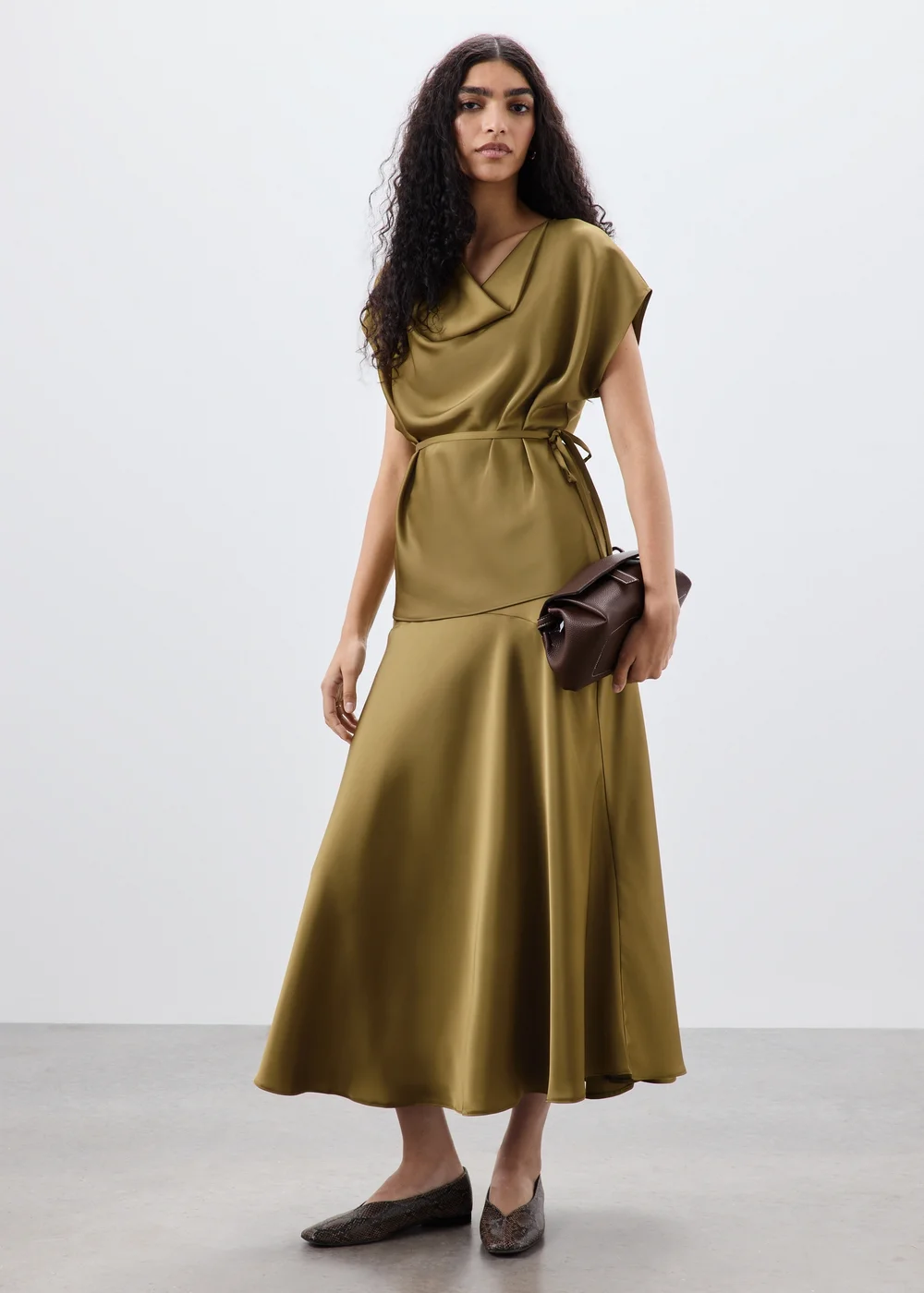 Lime Satin Drape Co-Ord Top - 8 Image 1