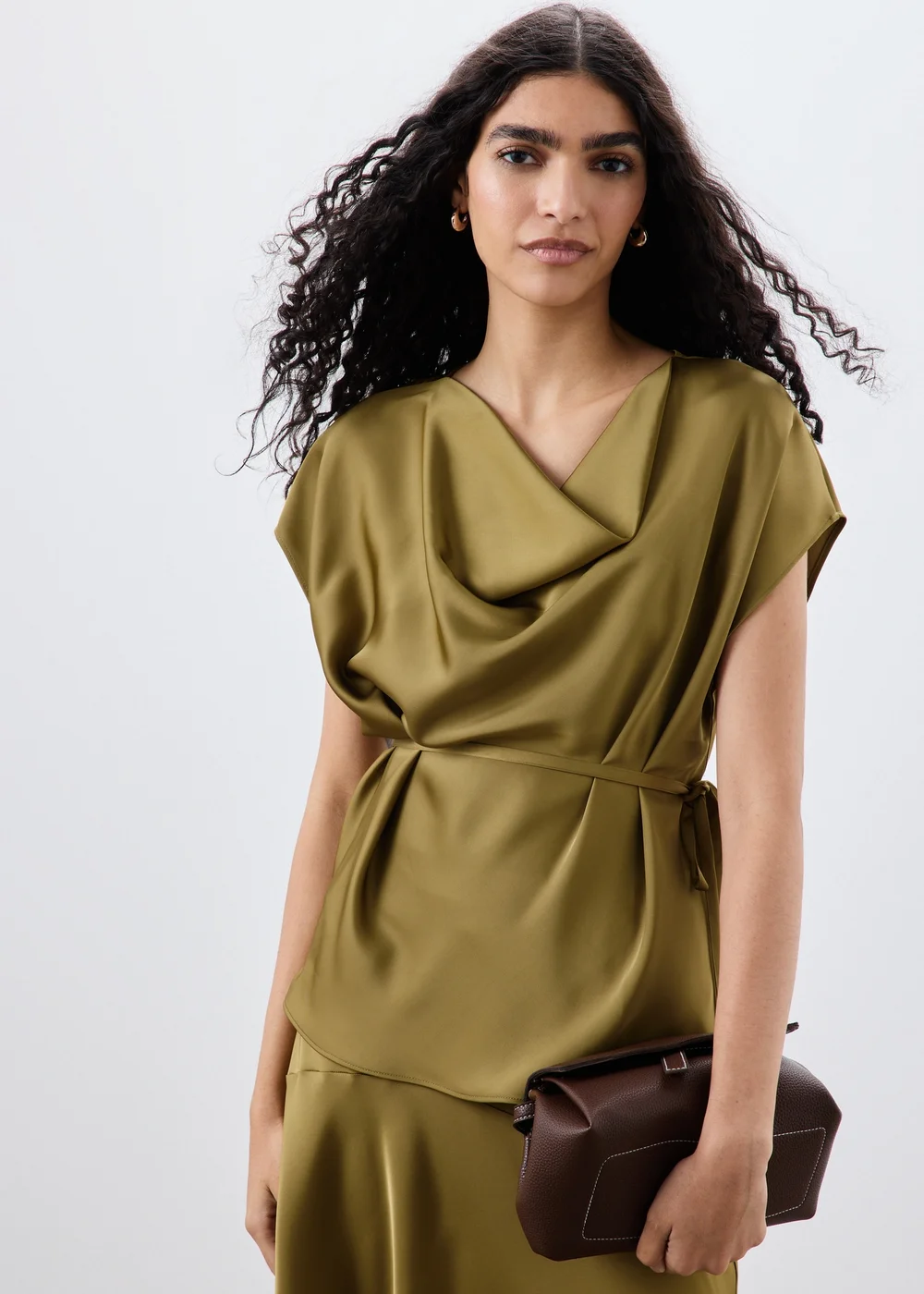 Lime Satin Drape Co-Ord Top - 8 Image 2