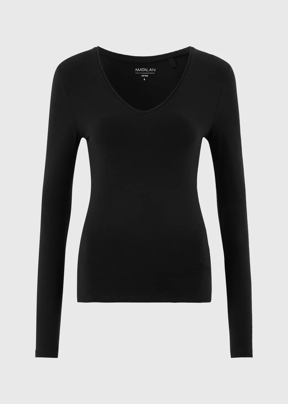 Black Fitted V-Neck Top - 8 Image 1